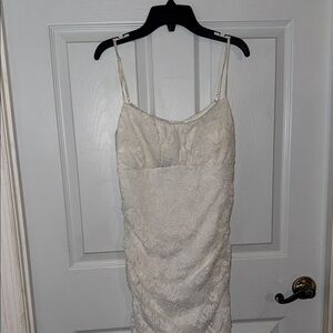 Honey and Rosie Ivory Strapless Lace Slip Dress